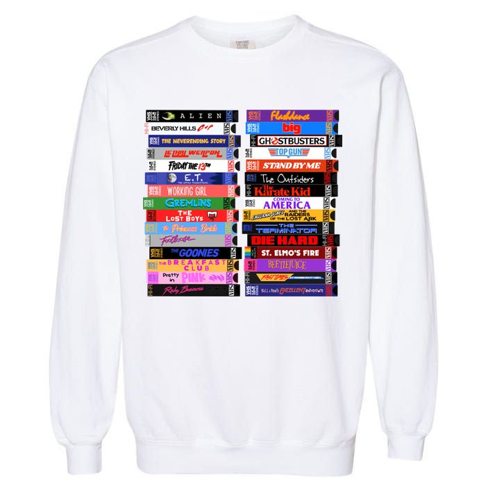 Retro 80s Movies Vhs Stacks Garment-Dyed Sweatshirt