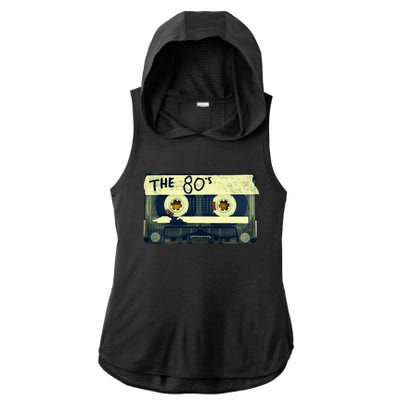 Retro 80S Mix Tape Ladies PosiCharge Tri-Blend Wicking Draft Hoodie Tank