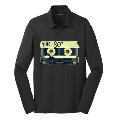 Retro 80S Mix Tape Silk Touch Performance Long Sleeve Polo