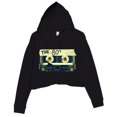 Retro 80S Mix Tape Crop Fleece Hoodie