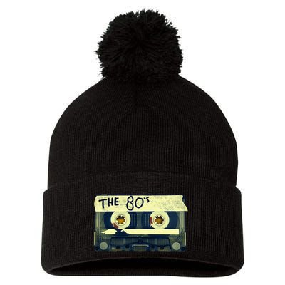 Retro 80S Mix Tape Pom Pom 12in Knit Beanie
