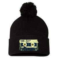 Retro 80S Mix Tape Pom Pom 12in Knit Beanie