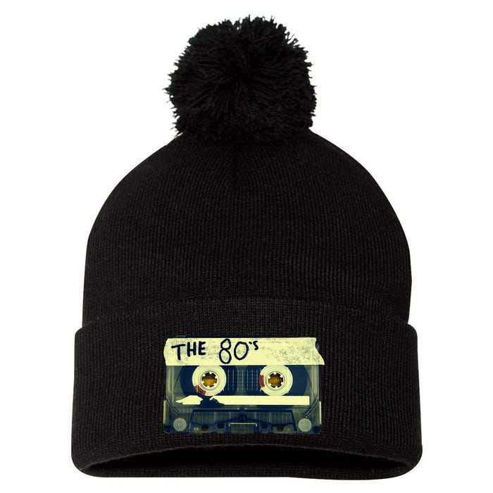 Retro 80S Mix Tape Pom Pom 12in Knit Beanie