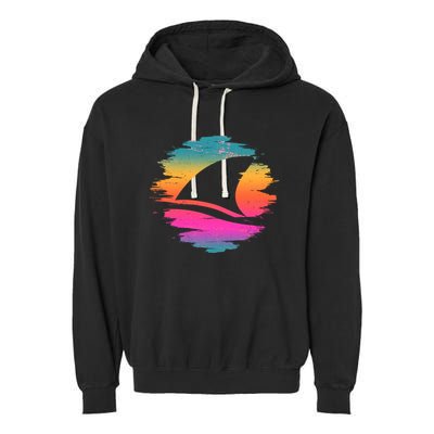 Retro 80's Neon Shark Fin Garment-Dyed Fleece Hoodie