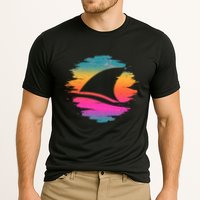 Retro 80's Neon Shark Fin Cooling Performance Crew T-Shirt
