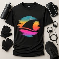 Retro 80's Neon Shark Fin Cooling Performance Crew T-Shirt