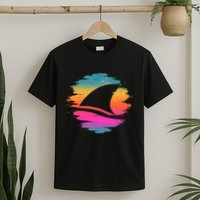 Retro 80's Neon Shark Fin T-Shirt