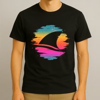 Retro 80's Neon Shark Fin T-Shirt