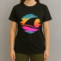 Retro 80's Neon Shark Fin T-Shirt