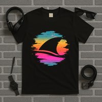 Retro 80's Neon Shark Fin T-Shirt