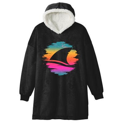 Retro 80's Neon Shark Fin Hooded Wearable Blanket