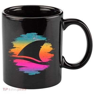 Retro 80's Neon Shark Fin 11oz C Handle Ceramic Mug