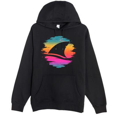 Retro 80's Neon Shark Fin Premium Pullover Hoodie
