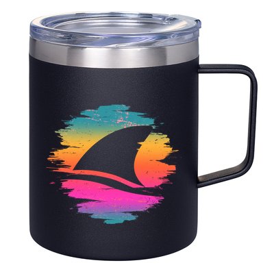 Retro 80's Neon Shark Fin 12oz Stainless Steel Coffee Mug