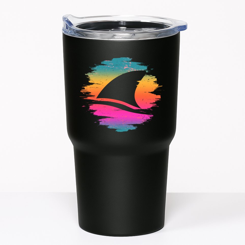 Retro 80's Neon Shark Fin Tumbler