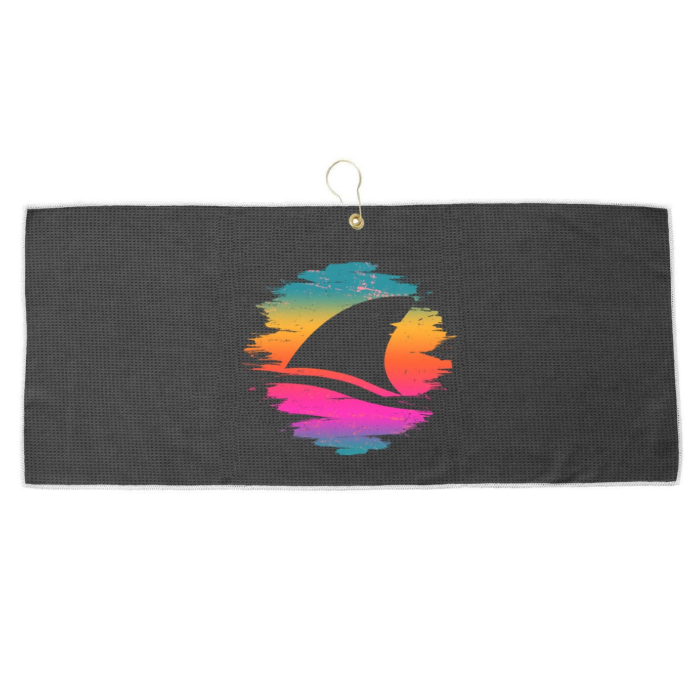 Retro 80's Neon Shark Fin Large Microfiber Waffle Golf Towel