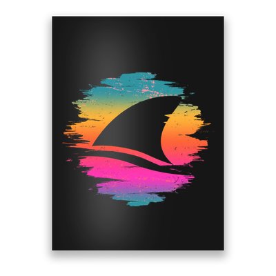 Retro 80's Neon Shark Fin Poster
