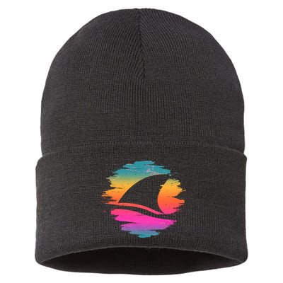 Retro 80's Neon Shark Fin Sustainable Knit Beanie