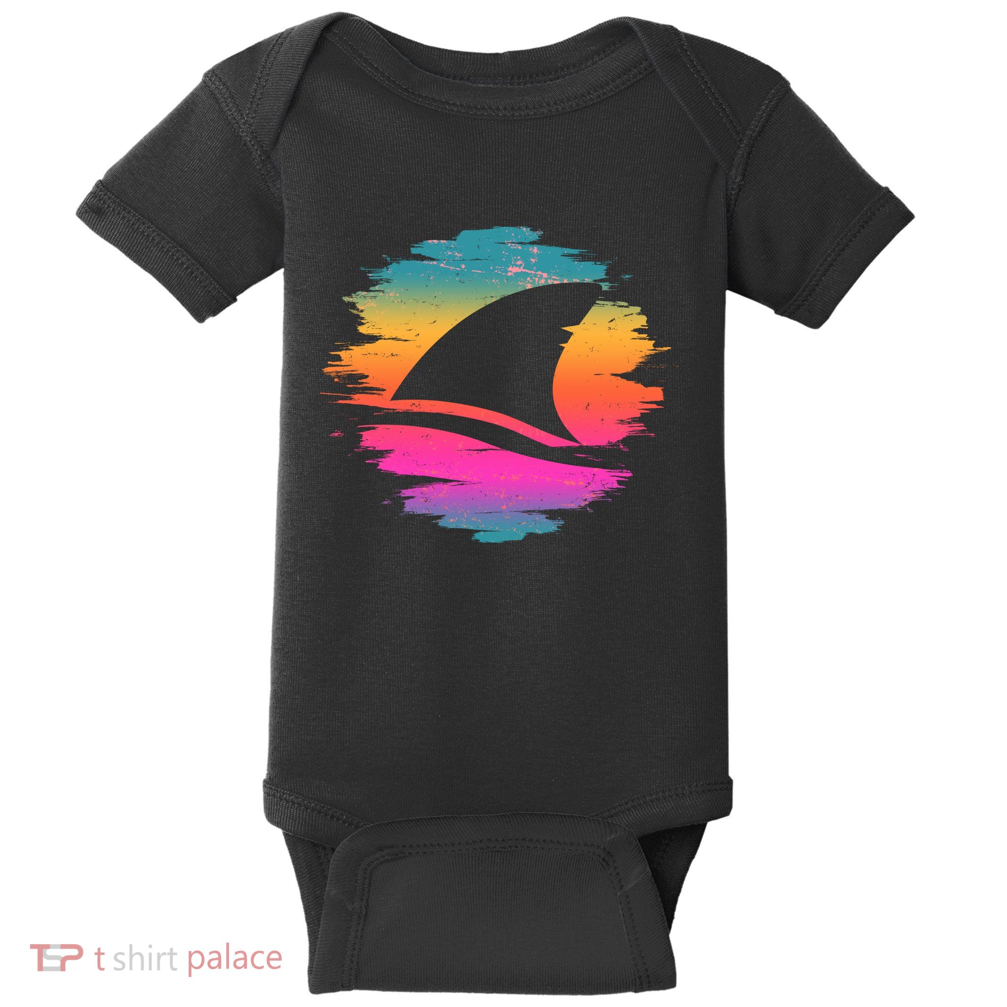 Retro 80's Neon Shark Fin Baby Bodysuit