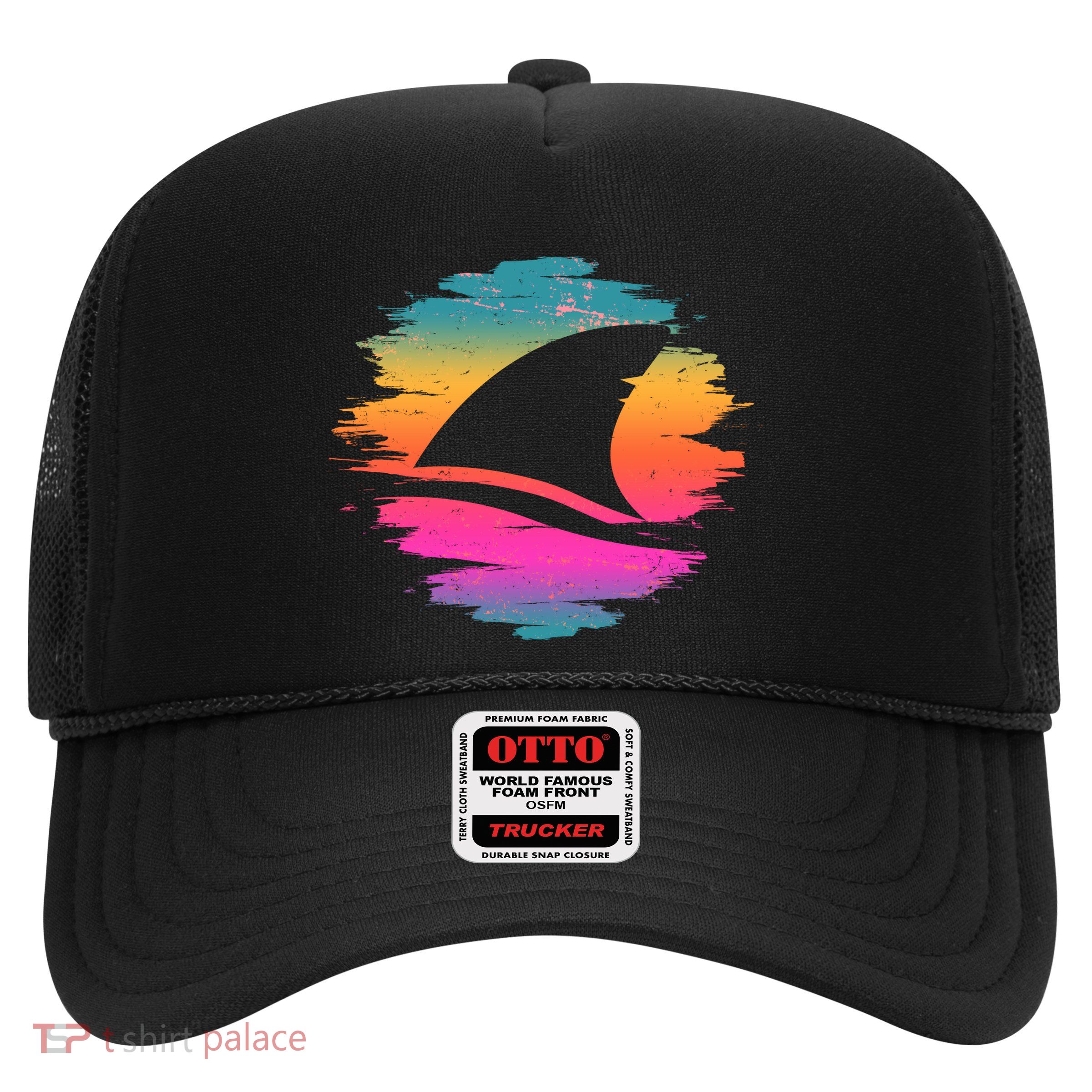 Retro 80's Neon Shark Fin Trucker Hat