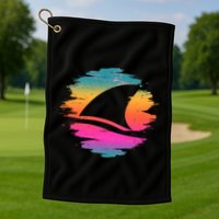 Retro 80's Neon Shark Fin Golf Towel