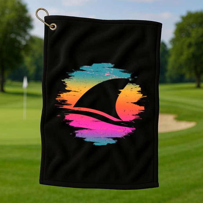 Retro 80's Neon Shark Fin Golf Towel