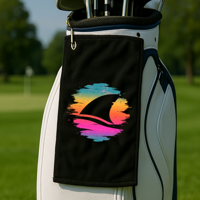 Retro 80's Neon Shark Fin Golf Towel