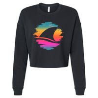 Retro 80's Neon Shark Fin Cropped Pullover Crew