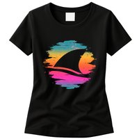 Retro 80's Neon Shark Fin Womens T-Shirt