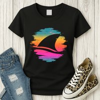 Retro 80's Neon Shark Fin Womens T-Shirt