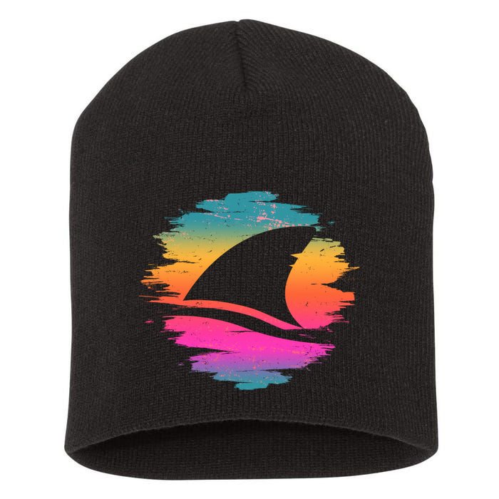 Retro 80's Neon Shark Fin Short Acrylic Beanie