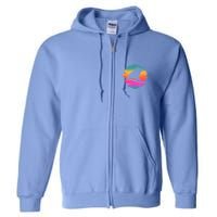 Retro 80's Neon Shark Fin Full Zip Hoodie