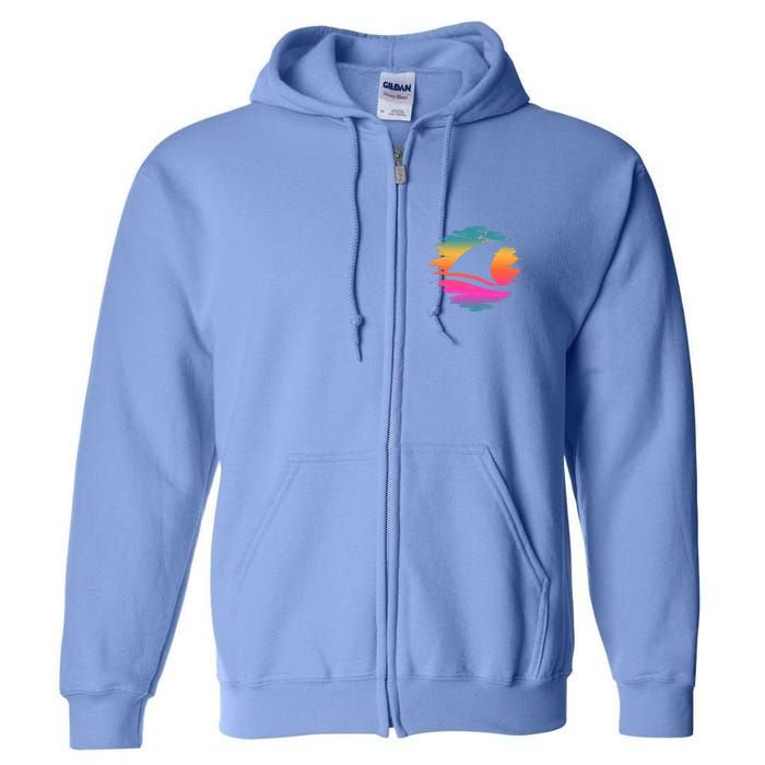 Retro 80's Neon Shark Fin Full Zip Hoodie