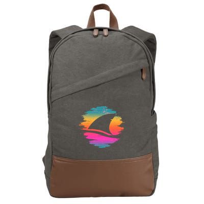 Retro 80's Neon Shark Fin Cotton Canvas Backpack