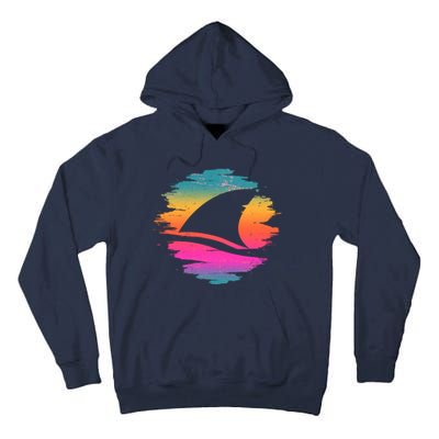 Retro 80's Neon Shark Fin Tall Hoodie