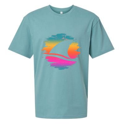 Retro 80's Neon Shark Fin Sueded Cloud Jersey T-Shirt