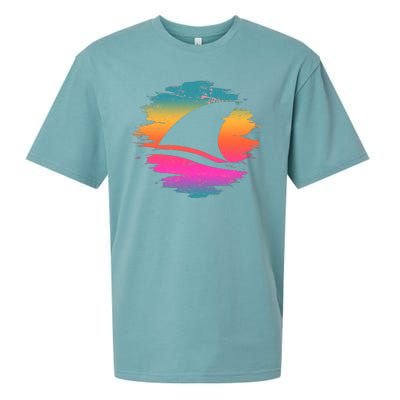 Retro 80's Neon Shark Fin Sueded Cloud Jersey T-Shirt