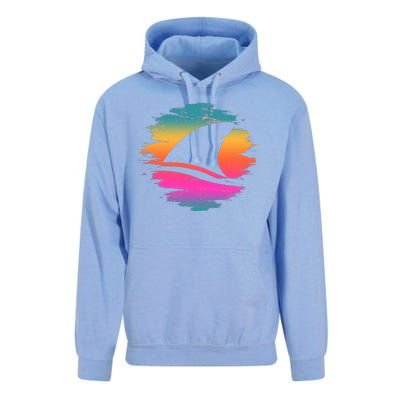 Retro 80's Neon Shark Fin Unisex Surf Hoodie