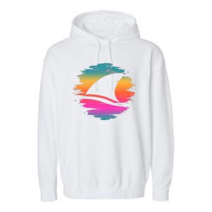 Retro 80's Neon Shark Fin Garment-Dyed Fleece Hoodie