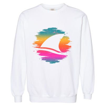 Retro 80's Neon Shark Fin Garment-Dyed Sweatshirt
