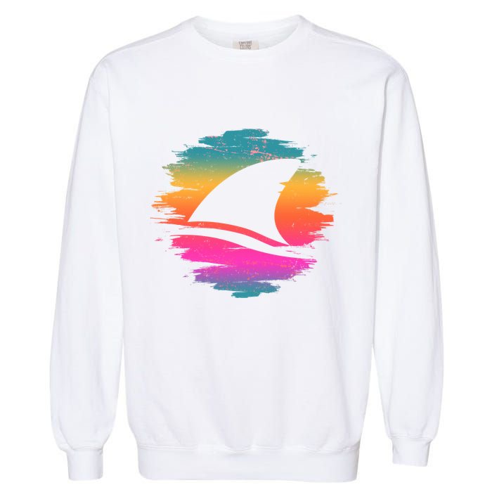 Retro 80's Neon Shark Fin Garment-Dyed Sweatshirt