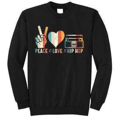 Retro 80S Old School Peace Love Hip Hop Graphic Sweatshirt