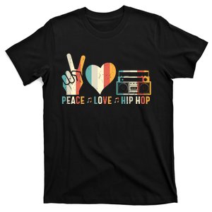 Retro 80S Old School Peace Love Hip Hop Graphic T-Shirt