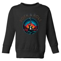 Retro 80s Rock and Roll Vintage Guitar Lover Toddler Sweatshirt