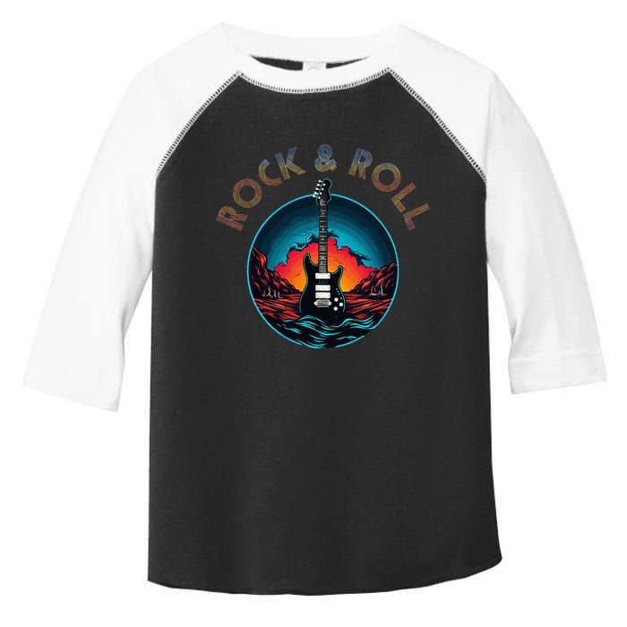 Retro 80s Rock and Roll Vintage Guitar Lover Toddler Fine Jersey T-Shirt