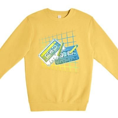 Retro 80's Rewind Cassette Tapes Broken Pencil Premium Crewneck Sweatshirt