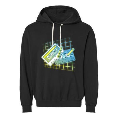 Retro 80's Rewind Cassette Tapes Broken Pencil Garment-Dyed Fleece Hoodie