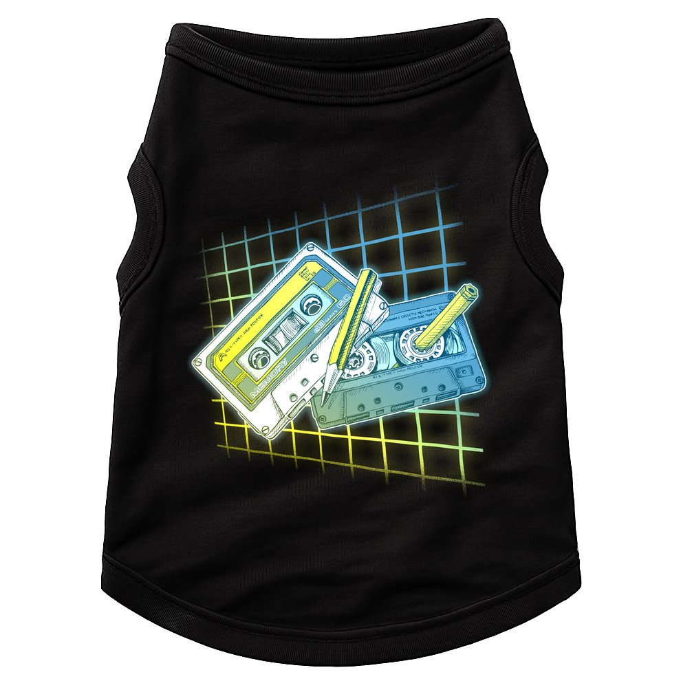 Retro 80's Rewind Cassette Tapes Broken Pencil Doggie Tank
