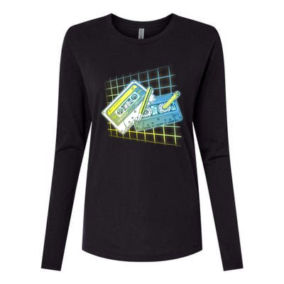 Retro 80's Rewind Cassette Tapes Broken Pencil Womens Cotton Relaxed Long Sleeve T-Shirt