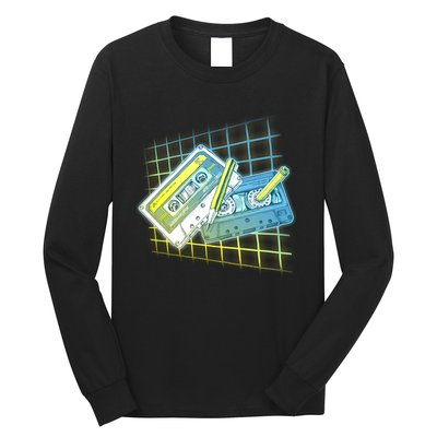 Retro 80's Rewind Cassette Tapes Broken Pencil Long Sleeve Shirt